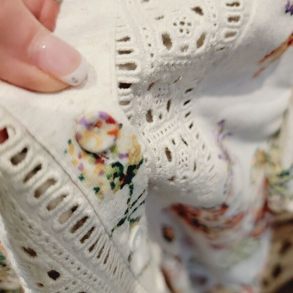 Anthropologie Maeve Flutter Sleeve Floral Lace Eyelet Button Down Top Size Small - Picture 9 of 15